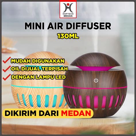 Jual Humidifier Air Aromaterapi Diffuser Model Bulat Kecil Tekstur Kayu