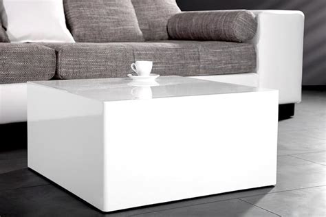 Couchtisch FineBuy Design Monobloc M 60 x 60 cm Holz Weiß Hochglanz