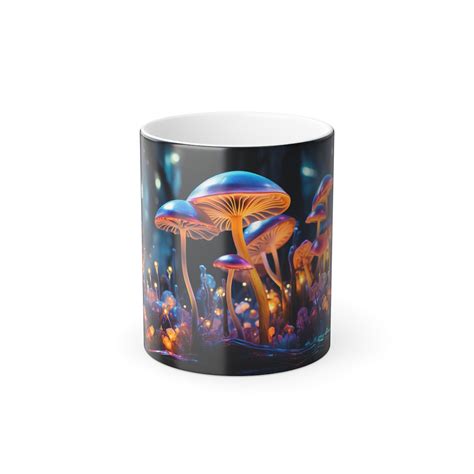 Magic Mushrooms, Coffee Mug, Bioluminescent Fungi, Color Morphing Mug