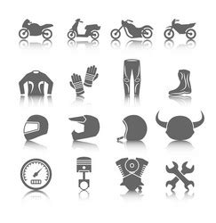 Motorcycle Parts Black Set Royalty Free Vector Image