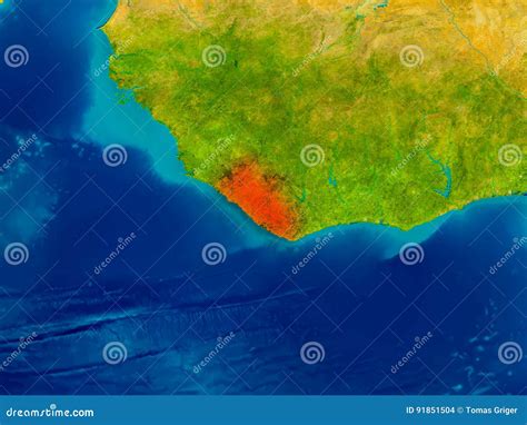 Liberia On Physical Map Stock Illustration Illustration Of Republic