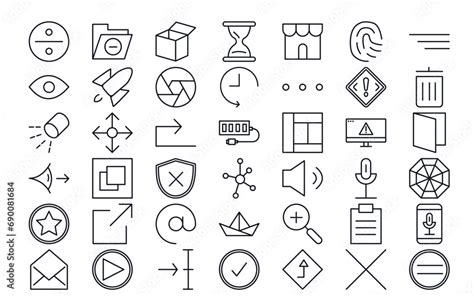 Vecteur Stock Outline Icons Set From User Interface Concept Editable