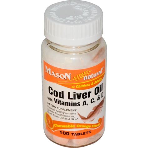 Mason Naturals Cod Liver Oil With Vitamins A C And D Chewable Orange