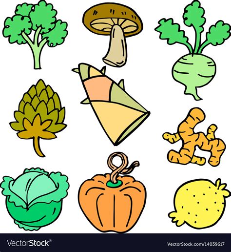 Doodle Of Fresh Vegetables Various Set Royalty Free Vector