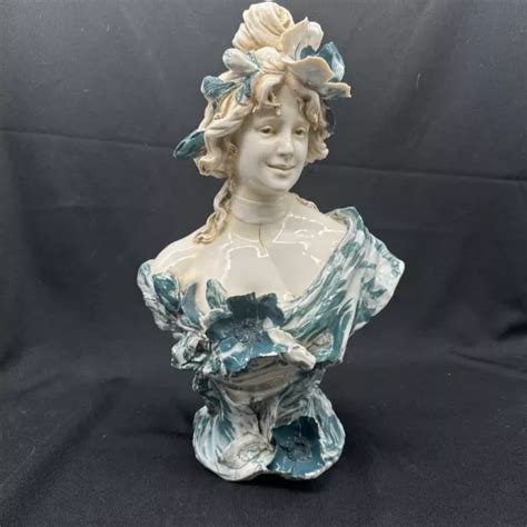 ANTIQUE ROYAL DUX Porcelain Art Nouveau Bust Of Woman Large 16 Inches