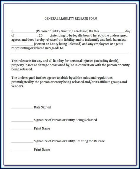 General Liability Waiver Of Subrogation Form Fillable Pdf Printable