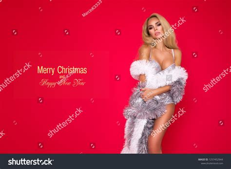 Sexy Naked Blonde Model Wearing Christmas Stock Photo Shutterstock