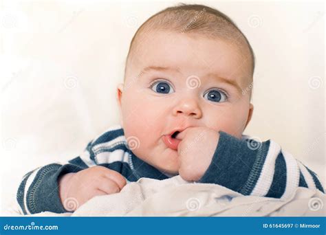 Cute Baby Boy with Big Blue Eyes. Stock Image - Image of people ...