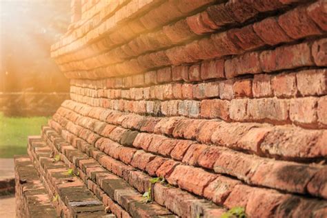 Dettaglio Di Vecchio Muro Di Mattoni Al Sito Archeologico Fotografia