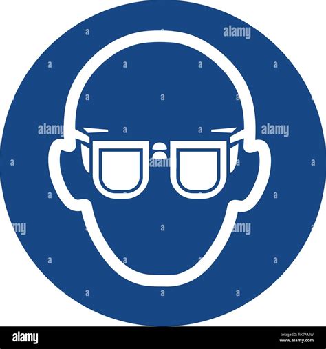 Mandatory Sign Vector Wear Glasses Eye Protection Must Be Worn Symbol Label Sticker Stock