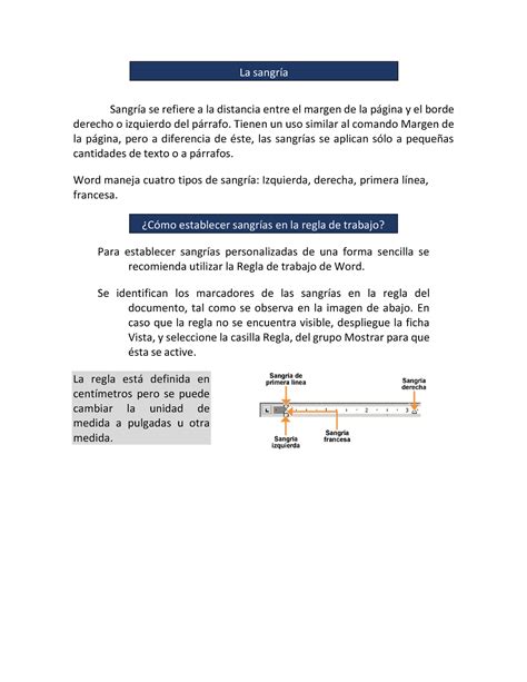 Las sangrías en word apuntes Cómo establecer sangrías en la regla