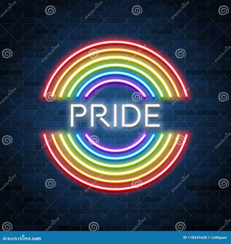 Muestra De Neón Del Orgullo De LGBT Arco Iris Que Brilla Intensamente Celebración Gay Del Amor