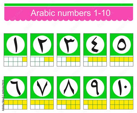 Arabic numbers 1-10. Set of colorful icons with arabic numbers. Vector ...