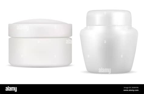 Cream Jar Cosmetic White Package Creme Bottle Mockup Round D Vector