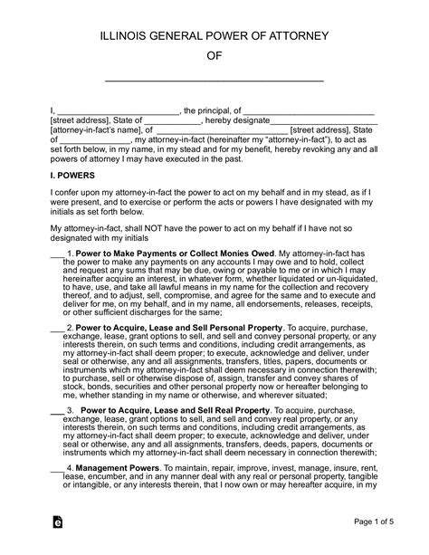 Free Printable Power Of Attorney Form Illinois