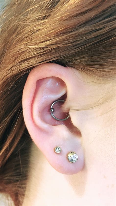 Double Lobes And Daith Piercing Ear Piercings Double Lobe Piercing Daith Piercing