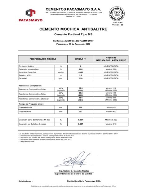 Ficha Tecnica Pacasmayo Ms