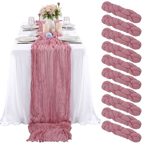 Pcs Dusty Rose Cheesecloth Table Runner Ft Gauze Table Runner For