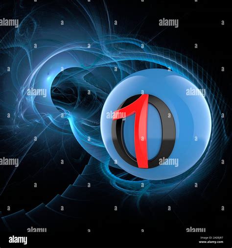 Quantum superposition. Conceptual illustration of the quantum superposition of the qubit basis ...