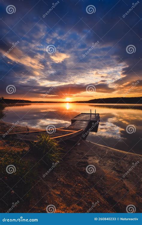 Sunrise on the lake. stock image. Image of beauty, nature - 260840233