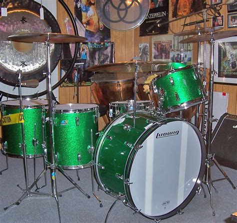 Pics Taken Today Of John Bonham S Green Sparkle Ludwig Kit In Indy