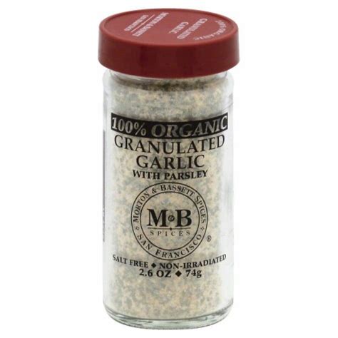 Morton Basset 100 Organic Granulated Garlic With Parsley 2 6 Oz