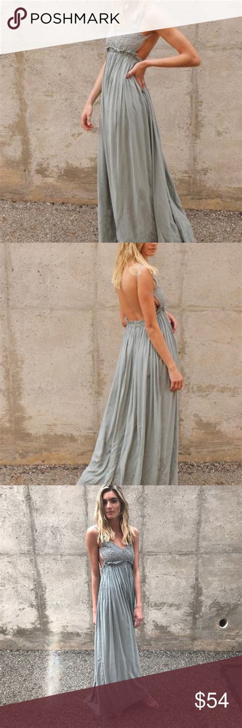 Sage Crochet Open Back Maxi Dress Maxi Dresses Fall Open Back Maxi