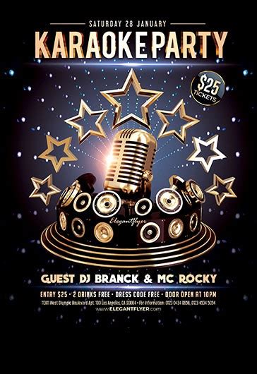 Black and Gold Luxury Karaoke Party Premium Flyer Template PSD | by ...