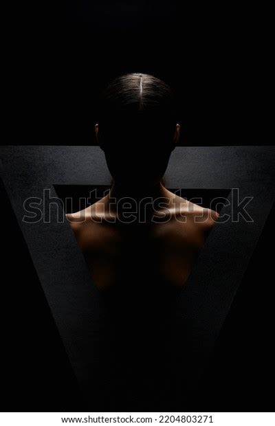 Beautiful Naked Woman Triangle Art Portrait Stock Photo 2204803271