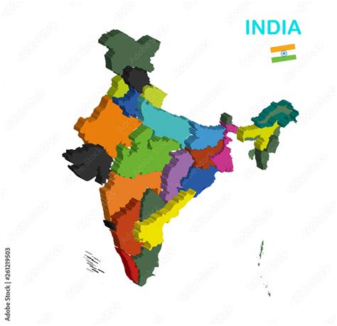 DIGITAL INDIA MAP 3D ILLUSTRATION Stock Illustration | Adobe Stock