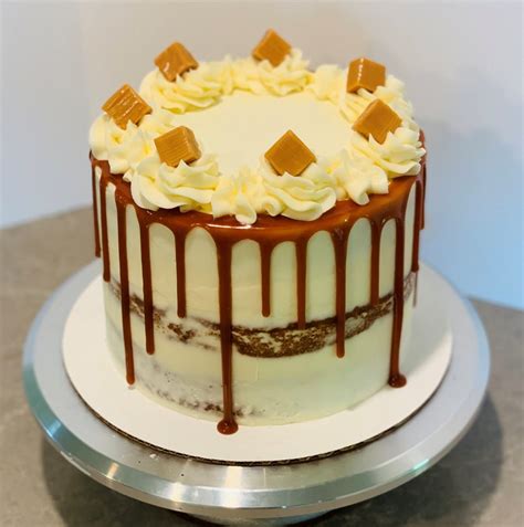 Banana Caramel Cake Semi Naked Cake With Caramel Drip And Caramel
