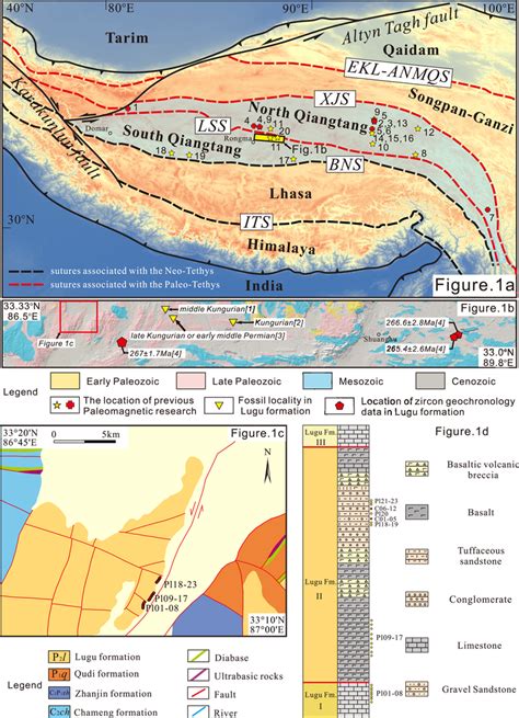 A Regional Geological Map Showing The Locations Of The Major Tibetan