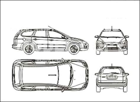 Ford Focus Turnier D Drawing Blueprints Model