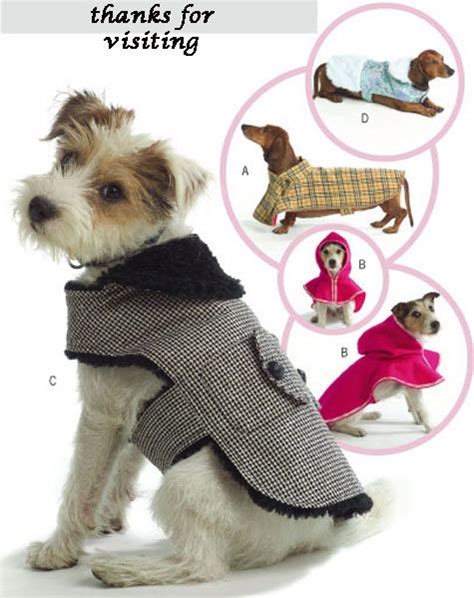 DOG COAT PET Sewing Pattern Four Styles of Dogs Coats