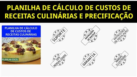 Planilha de cálculo de custo de receitas culinárias e precificação