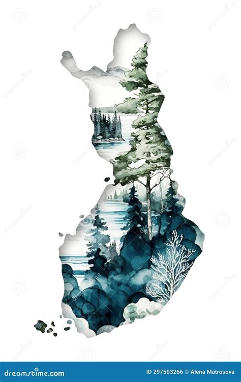 Finland Finnish Detailed Map With Nature Of Country Painted