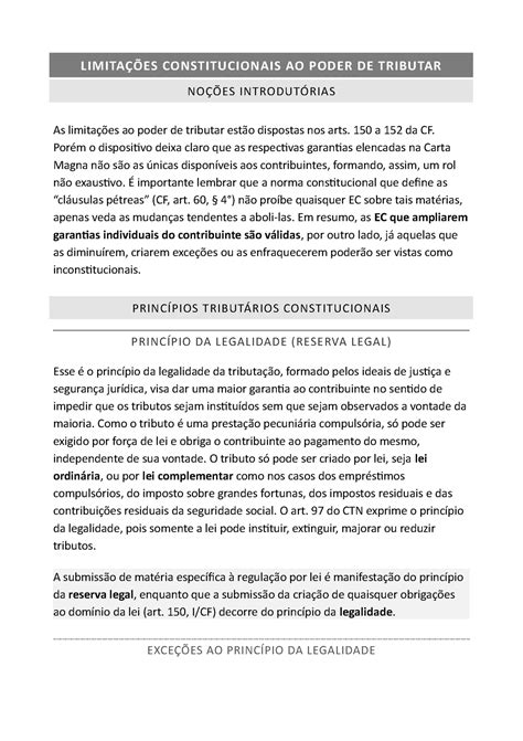 II Limitação Constitucional ao Poder de Tributar LIMITAÇÕES