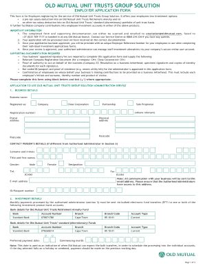 Fillable Online Old Mutual Unit Trusts Group Solution Fax Email Print