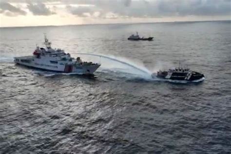 Philippines China Coast Guard Blasts Water Cannon And Sideswipes