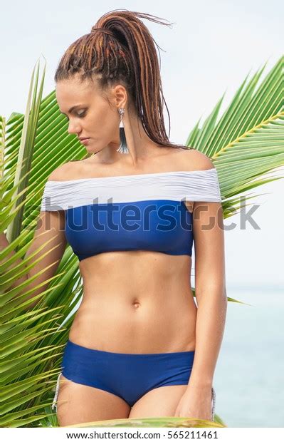 Sexy Model Wearing Bikini Beach Shutterstock