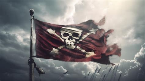 Premium Ai Image Pirate Flag Fluttering A Dramatic Photograph