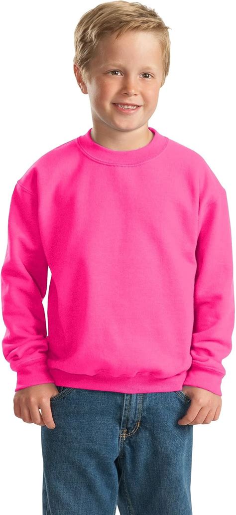 Gildan Heavy Blend Youth Crew Neck Sweatshirt Safety Pink Xl At Amazon