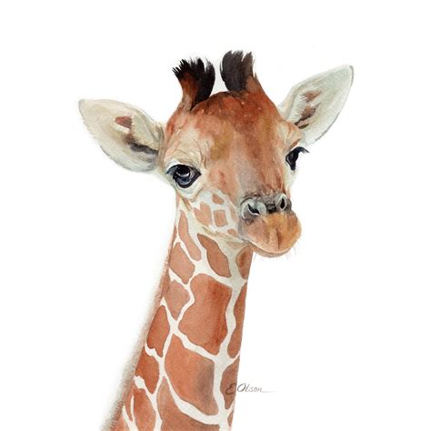 Giraffe Art Gift Baby Giraffe Art Print Watercolor Giraffe Etsy