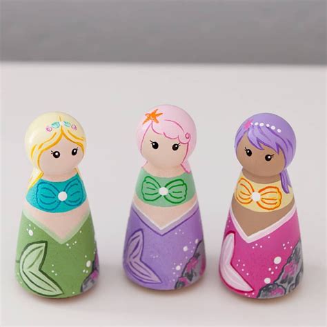 Hand Painted Mermaid Peg Dolls