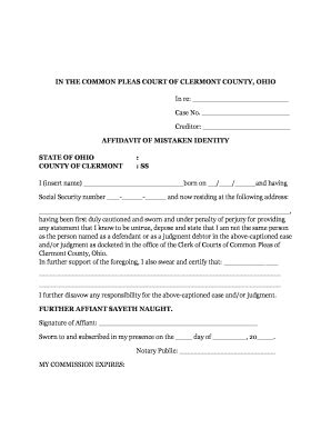 Affidavit Of Identity Sample Fill Online Printable Fillable Blank