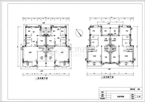 某二层双拼别墅供热cad图纸，课程设计课程设计土木在线