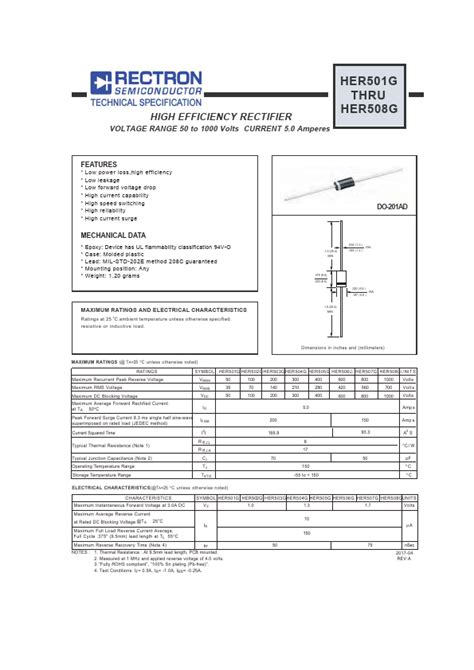 Her G Rectron Rectifier Hoja De Datos Ficha T Cnica Distribuidor