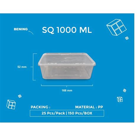 Jual Thinwall Square 1000 Ml 1500 Ml 2000 Ml 3000 Ml Kotak Food