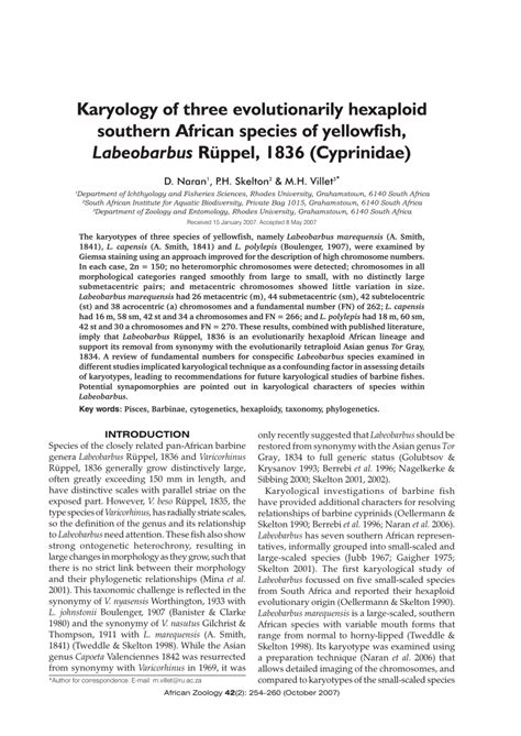 (PDF) Karyology of three evolutionarily hexaploid southern African ...