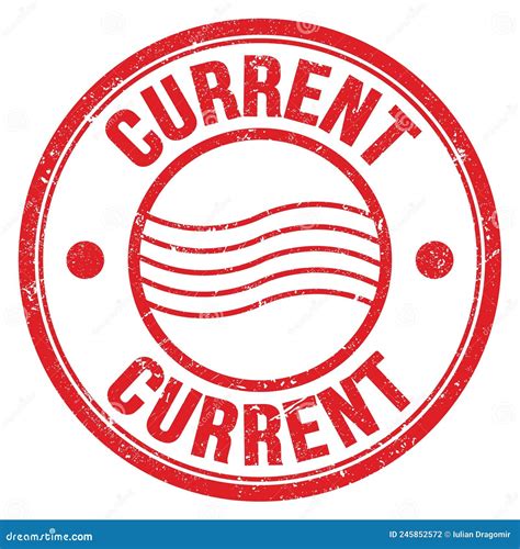 Current Text Written On Red Round Postal Stamp Sign Stock Illustration